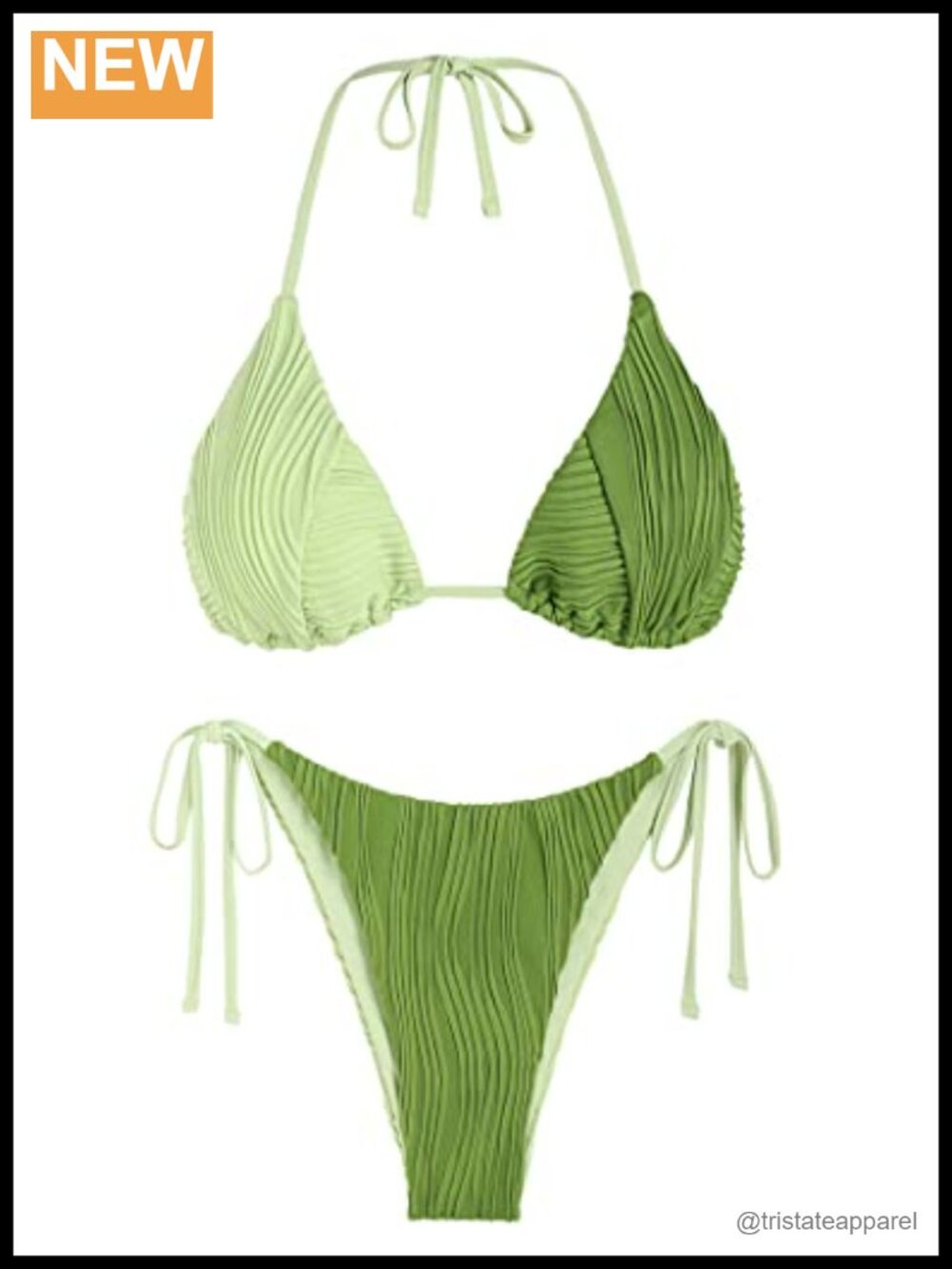 Halter Bikini Set Ribbed High Cut Tie Side Thong Swimsuit